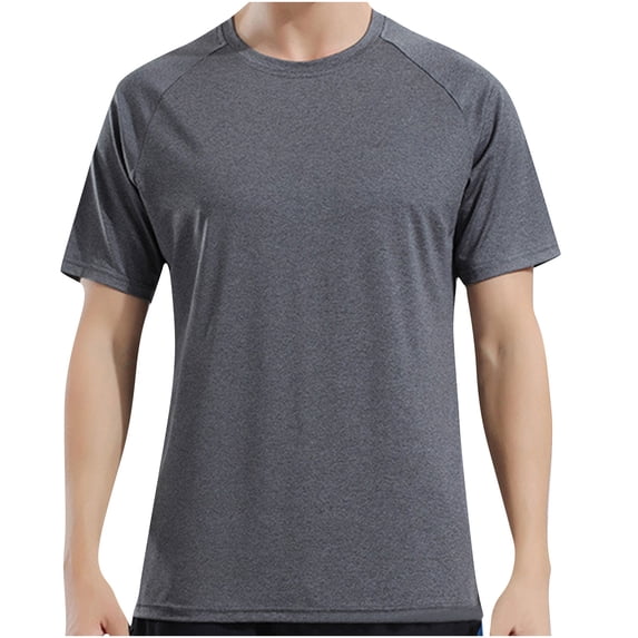 VSSSJ Men's Lightweight Short Sleeve T-Shirt Quick Dry Crew Neck Comfy Breathable Basic T Shirt Gym Workout Running Athletic Tee Shirt Tops Dark Gray XXXL