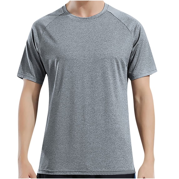 VSSSJ Men's Lightweight Short Sleeve T-Shirt Quick Dry Crew Neck Comfy Breathable Basic T Shirt Gym Workout Running Athletic Tee Shirt Tops Gray XXXXXL