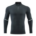 thumbnail image 1 of VSSSJ Men's Long Sleeve 1/4 Zip Athletic Shirts Slim Fit Mock Neck Quick Dry Hiking Shirts Muscle Lightweight Gym Running T Shirt Dark Gray XXXL, 1 of 3