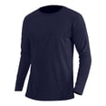 thumbnail image 1 of VSSSJ Men's Long Sleeve Athletic Shirts Slim Fit Stretch Crew Neck T Shirt Muscle Basic Solid Casual Lightweight Workout Tee Shirts Navy L, 1 of 5