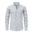 thumbnail image 1 of VSSSJ Men's Long Sleeve Button Up Shirts Striped Print Slim Fit Casual Collared Stretch Office Business Formal Dress Shirt Gray XXXL, 1 of 3