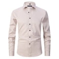 thumbnail image 1 of VSSSJ Men's Long Sleeve Dress Shirt Regular Fit Button Down Solid Color Collared Blouse Tops Casual Comfortable Lightweight Formal Shirts Khaki XXXL, 1 of 4