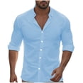thumbnail image 1 of VSSSJ Men's Long Sleeve Dress Shirts Button Down Solid Color Basic Shirt Casual Turndown Collar Regular Fit Business Simple Suit Shirts Light Blue XXXL, 1 of 8
