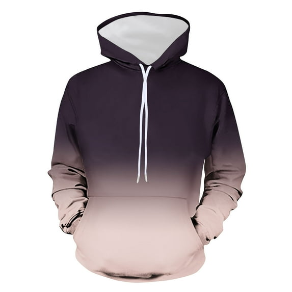 VSSSJ Men's Long Sleeve Sweatshirts Oversized Fit Gradient Color Drawstring Hoodies with Pocket Comfy Autumn Winter Stretchy Pullover Top Khaki M