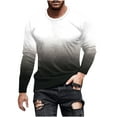 thumbnail image 1 of VSSSJ Men's Long Sleeve T-Shirts Relaxed Fit Gradient Color Print Round Neck Pullover Tee Casual Stretchy Comfortable Daily Workout Tshirts Gray M, 1 of 5