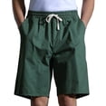 thumbnail image 1 of VSSSJ Men's Lounge Shorts Relaxed Fit Wide Leg Cotton Casual Shorts Elastic Waist Drawstring Summer Knee Length Beach Shorts with Pockets Green XXL, 1 of 8