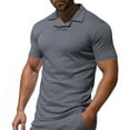 thumbnail image 1 of VSSSJ Men's Muscle V Neck T-Shirts Casual Short Sleeve Slim Fit Ribbed Lapel Collar T Shirt Lightweight Basic Solid Workout Athletic Tee Tops Gray XL, 1 of 6