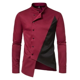 VSSSJ Button Down Shirts for Men Slim Fit Color Block Patchwork Long Sleeve Collared Dress Shirts Casual Fashion Thin Lightweight Business Shirt