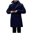 thumbnail image 1 of VSSSJ Men's Notched Collar Trench Coat Double Breasted Slim Fit Long Winter Pea Coats Warm Windbreaker Business Wool Blend Jacket Navy XXL, 1 of 6