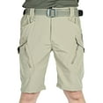 thumbnail image 1 of VSSSJ Men's Outdoor Tactical Shorts Oversized Fit Solid Color Zipper Button Micro Elastic Waistband Short Pants with Multi-Pockets Casual Running Workout Cargo Shorts Khaki XL, 1 of 9