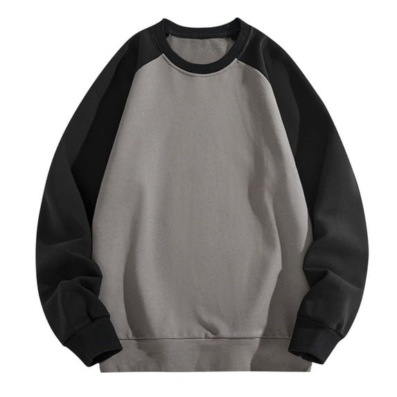 VSSSJ Men's Oversized Sweatshirts Loose Fit Color Block Raglan Crewneck Sweatshirt Cotton Long Sleeve Casual Pullover Sweatshirts Dark Gray XXL