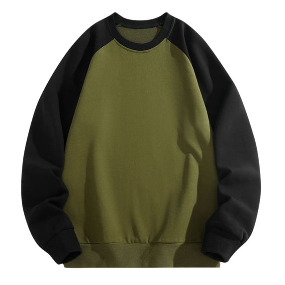VSSSJ Men's Oversized Sweatshirts Loose Fit Color Block Raglan Crewneck Sweatshirt Cotton Long Sleeve Casual Pullover Sweatshirts Green XXXL