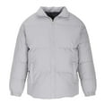 thumbnail image 1 of VSSSJ Men's Puffer Coats Big and Tall Solid Color Zip Up Long Sleeve Stand Collar Jacket Windproof Warm Comfortable Coat with Pockets Gray XL, 1 of 5