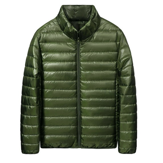 VSSSJ Men's Puffer Jacket Lightweight Warm Winter Puffy Coats Full Zip Casual Water Repellent Windproof Insulated Quilted Jacket Green L