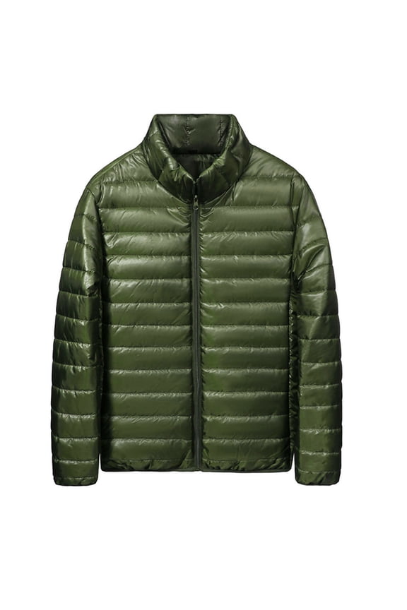 Men's Puffer Jacket Lightweight Warm Winter Puffy Coats Full Zip Casual Water Repellent Windproof Insulated Quilted Jacket Green M