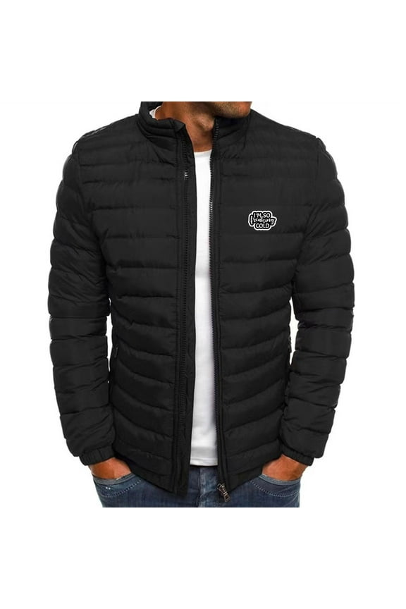 Men's Puffer Jacket Lightweight Water-Resistant Packable Quilted Jacket Stand Collar Full Zip Padded Winter Jacket Coat for Hiking Camping Black M