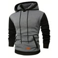 thumbnail image 1 of VSSSJ Men's Pullover Hoodie Sweatshrits Fleece Lined Drawstring Hooded Color Block Fashion Hoodies for Men with Kangaroo Pocket Dark Gray S, 1 of 6
