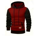 thumbnail image 1 of VSSSJ Men's Pullover Hoodie Sweatshrits Fleece Lined Drawstring Hooded Color Block Fashion Hoodies for Men with Kangaroo Pocket Wine XXL, 1 of 5