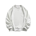 thumbnail image 1 of VSSSJ Men's Pullover Sweatshirt Cotton Casual Round Neck Long Sleeve Loose Fit Sweatshirt Tops with Pocket Streetwear White XXXXL, 1 of 9