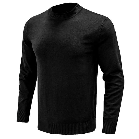 VSSSJ Men's Pullover Sweatshirts Relaxed Fit Round Neck Solid Color Long Sleeve Pullover Sweater Casual Winter Warm Comfortable Top Black M