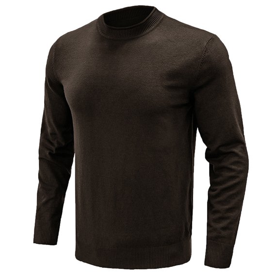 VSSSJ Men's Pullover Sweatshirts Relaxed Fit Round Neck Solid Color Long Sleeve Pullover Sweater Casual Winter Warm Comfortable Top Brown S