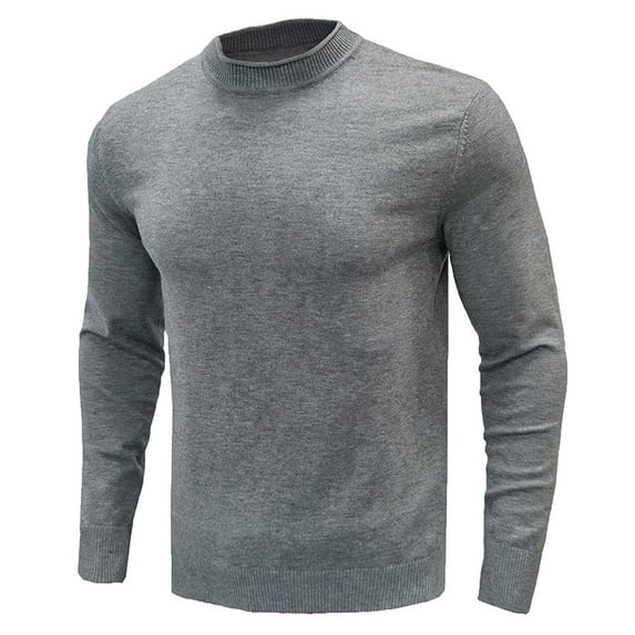 VSSSJ Men's Pullover Sweatshirts Relaxed Fit Round Neck Solid Color Long Sleeve Pullover Sweater Casual Winter Warm Comfortable Top Gray L