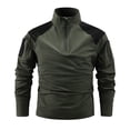 thumbnail image 1 of VSSSJ Men's Quarter Zip Pullover Color Block Long Sleeve Stand Collar Outdoor Work Shirt Quick Dry Stretch Hiking Sport Tops Green XXXL, 1 of 3