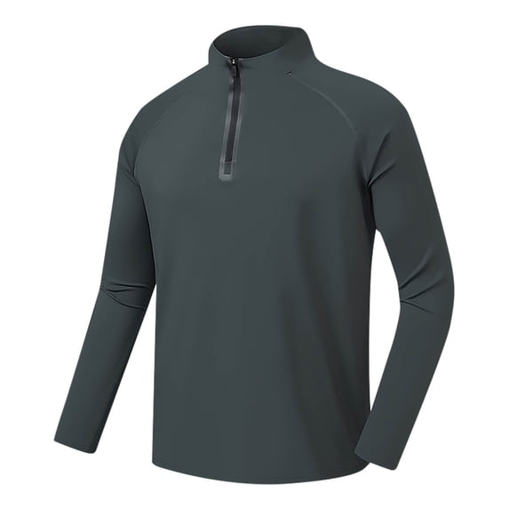 VSSSJ Men's Quarter Zip Pullover Tops Slim Fit Long Sleeve Mock Neck Sports Shirt Lightweight Athletic Running Fishing Sweatshirts Dark Gray XXXL