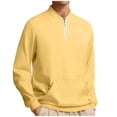 thumbnail image 1 of VSSSJ Men's Quarter Zip Sweatshirt Mock Neck Fleece Lined Long Sleeve Loose Lightweight Casual Warm Solid Pullover Sweatshirts Tops Yellow M, 1 of 6