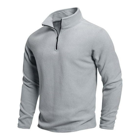 VSSSJ Men's Quarter-Zip Sweatshirt Polar Fleece Stand Collar Warm Long Sleeve Pullover Casual Half Zipper Thermal Fall Winter Sweatshirt Gray M