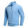 thumbnail image 1 of VSSSJ Men's Quarter-Zip Sweatshirt Polar Fleece Stand Collar Warm Long Sleeve Pullover Casual Half Zipper Thermal Fall Winter Sweatshirt Light Blue S, 1 of 6