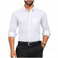 thumbnail image 1 of VSSSJ Men's Regular Fit Dress Shirt Solid Wrinkle-Free Long Sleeve Shirts Button Down Lapel Collar Casual Business Formal Shirts White XXXL, 1 of 6