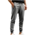thumbnail image 1 of VSSSJ Men's Running Sweatpants Casual Joggers Elastic Drawstring Waist Zipper Pockets Cuffed Ankle Athletic Training Gym Workouts Pants Dark Gray XXXL, 1 of 8