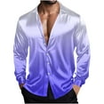 thumbnail image 1 of VSSSJ Men's Satin Dress Shirts Vintage Gradient Color Long Sleeve Formal Shirts Button Down Regular Fit Party Wedding Shirt Silver M, 1 of 8