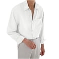 thumbnail image 1 of VSSSJ Men's Satin Shirts Long Sleeve Button Down Casual Shirt Relaxed Fit Lapel Collar Comfortable Trendy Simple Prom Party Shirt with Pocket White XL, 1 of 4