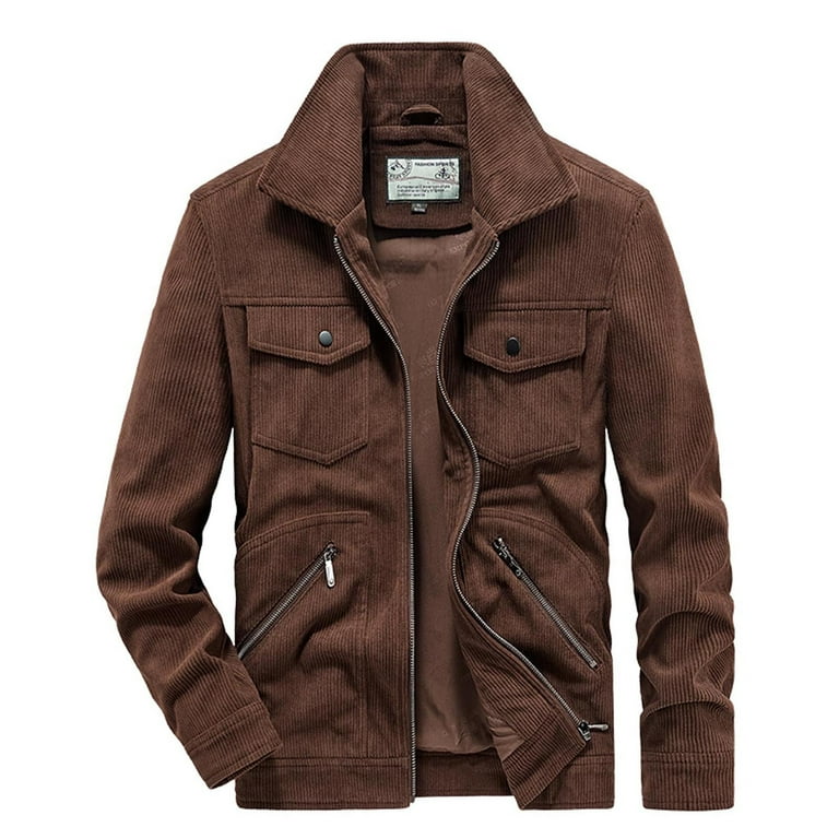 VSSSJ Men s Sheep Jacket Regular Fit Solid Color Zip Up Long
