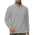 thumbnail image 1 of VSSSJ Men's Sherpa Lined Sweatshirts Quarter Zip Stand Collar Long Sleeve Fleece Thickened Pullover Winter Warm Sweatshirts Gray M, 1 of 9