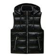 thumbnail image 1 of VSSSJ Men's Shiny Shawl Vest Oversized Fit Solid Color Sleeveless Zip Up Drawstring Hooded Waistcoats Fashion Warm Winter Cotton Vest Black XXXXL, 1 of 5