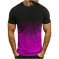 thumbnail image 1 of VSSSJ Men's Shirts Big and Tall Gradient Color Short Sleeve Round Neck Pullover Tops Casual Breathable Lightweight Workout T-Shirts Purple02 L, 1 of 3