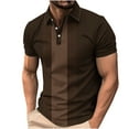 thumbnail image 1 of VSSSJ Men's Shirts Short Sleeve Golf Shirts Button Down Casual Summer T Shirts Slim Fit Lapel Collar Classic Pullover Tops Brown XL, 1 of 5