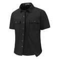 thumbnail image 1 of VSSSJ Men's Short Sleeve Shirt Summer Casual Two Pockets Button Down Shirts Lapel Collar Relaxed Fit Lightweight Work Shirts Tops Black M, 1 of 9