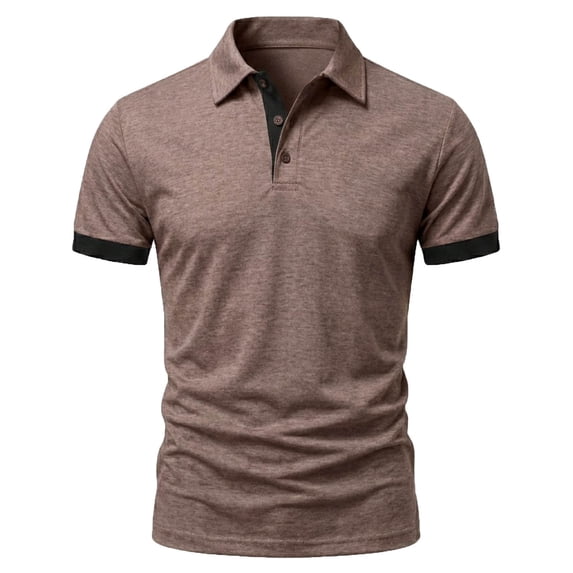VSSSJ Men's Short Sleeve Shirts Collared Casual Solid Color Golf Shirt Plain Lightweight Summer Regular Fit Business Work Shirts Coffee M