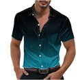 thumbnail image 1 of VSSSJ Men's Short Sleeve Silk Satin Shirts Stylish Gradient Color Button Down Shirt Relaxed Fit Collared Casual Party Dress Shirts Blue XXXXL, 1 of 8