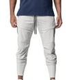 thumbnail image 1 of VSSSJ Men's Solid Color Pants Slim Fit Drawstring Elastic Waist Full Length Trousers with Zipper Pockets Casual Quick Dry Training Hiking Pants White S, 1 of 6
