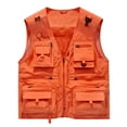 thumbnail image 1 of VSSSJ Men's Solid Color Vest Fitted Mesh Sleeveless Zip Up V-Neck Waistcoats Leisure Outdoor Quick Dry Hiking Vest with Multi-Pocket Orange XXXXL, 1 of 2