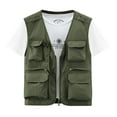 thumbnail image 1 of VSSSJ Men's Sport Vest Relaxed Fit Solid Color Zip Up V-Neck Sleeveless Jacket with Multi-Pocket Outdoor Climbing Thin Quick Dry Work Outwear Army Green XXL, 1 of 5