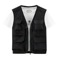 thumbnail image 1 of VSSSJ Men's Sport Vest Relaxed Fit Solid Color Zip Up V-Neck Sleeveless Jacket with Multi-Pocket Outdoor Climbing Thin Quick Dry Work Outwear Black XXXXXXL, 1 of 8