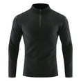 thumbnail image 1 of VSSSJ Men's Sports Shirts Quarter Zip Long Sleeve Mock Neck Casual Slim Fit Lightweight Gym Workout Athletic Running Pullover Tops Black XL, 1 of 6