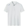 thumbnail image 1 of VSSSJ Men's Sports Shirts Quick Dry Short Sleeve 1/4 Zip Golf T-Shirt Cozy Lightweight Collared Summer Fitness Workout Gym T Shirts White XXXXXXL, 1 of 5