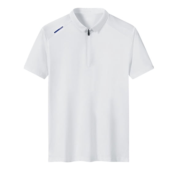 VSSSJ Men's Sports Shirts Quick Dry Short Sleeve 1/4 Zip Golf T-Shirt Cozy Lightweight Collared Summer Fitness Workout Gym T Shirts White XXXXXXL
